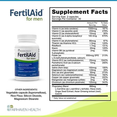 Thành phần FertilAid for Men hỗ trợ sinh sản nam giới, tăng khả năng có con 90 viên
