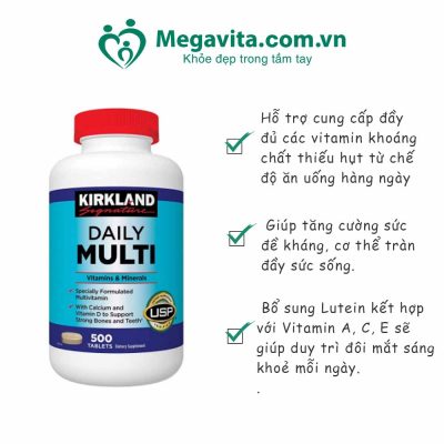 Công dụng Kirkland Viên Uống Bổ Sung Vitamin Tổng Hợp Daily Multi Multivitamin 500 Viên