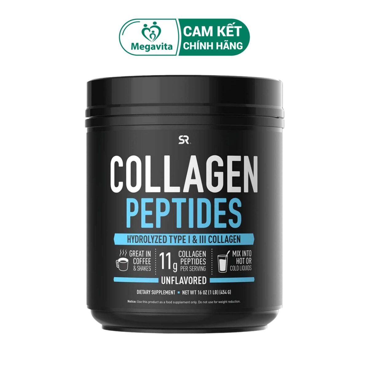 Bột Collagen Thủy Phân Sports Research Collagen Peptides 454g