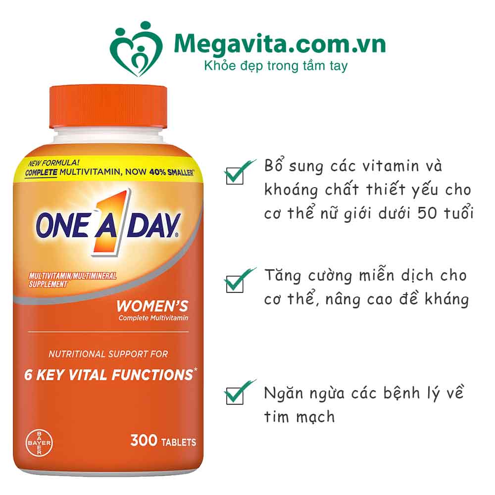 Viên Uống Vitamin Tổng Hợp One A Day Multivitamin Women’s Formula 300 Viên Cho Nữ Từ 18 Tuổi