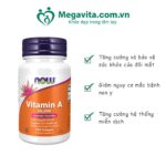 Công dụng Now Vitamin A 25,000 IU Viên Uống Bổ Sung Vitamin 250 Viên