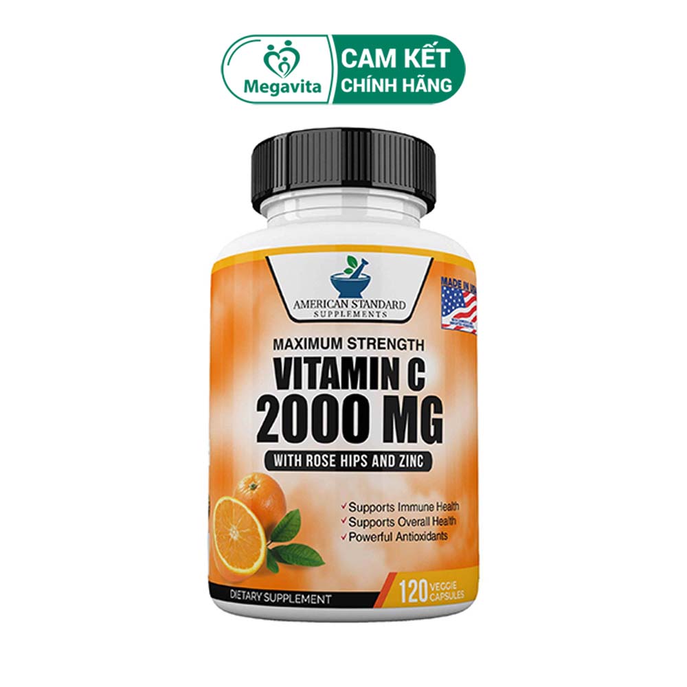 American Standard Viên Uống Bổ Sung Vitamin C 2000mg Zinc & Rose Hips 120 Viên