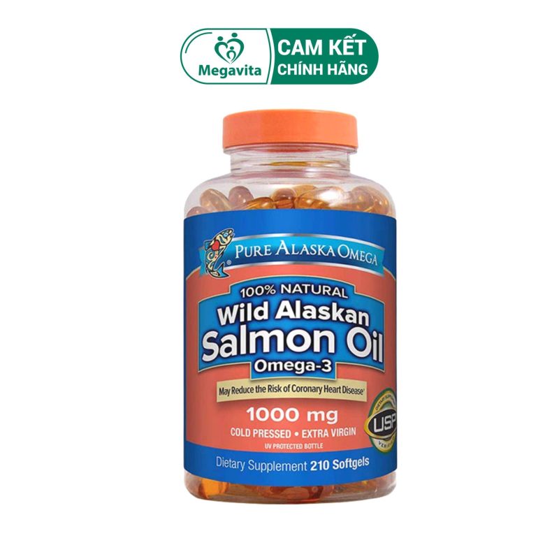 Viên Uống Dầu Cá Hồi Pure Alaska Omega-3 Wild Salmon Oil 1000mg 210 Viên Của Mỹ