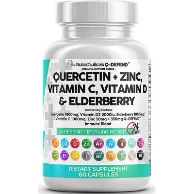 Clean Nutraceuticals Immune Support Quercetin, Zinc, Vitamin C, Vitamin D, Elderberry 60 Viên