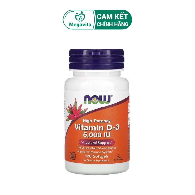 Viên Uống Now Foods High Potency Vitamin D3 5000 IU 120 Viên Bổ Sung Vitamin D3