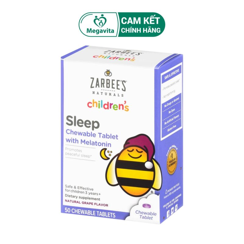 Viên Nhai Giúp Bé Ngủ Ngon Zarbee's Naturals Children's Sleep Melatonin 50 Viên