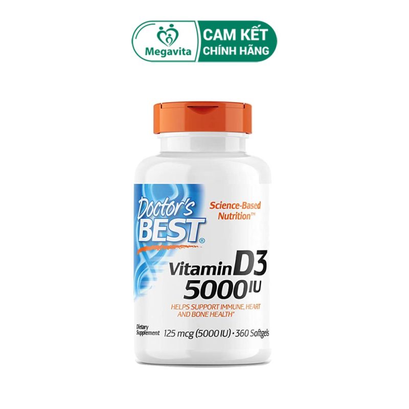 Viên Uống Doctor's Best Vitamin D3 5000IU 360 Viên Bổ Sung Vitamin D3