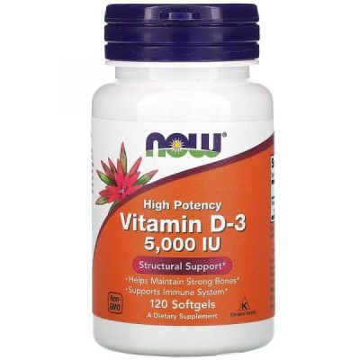 Viên Uống Now Foods High Potency Vitamin D3 5000 IU 120 Viên Bổ Sung Vitamin D3