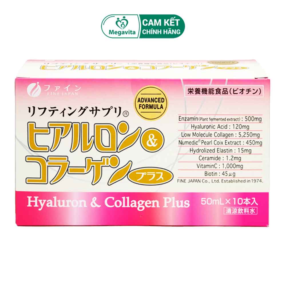 Fine Japan Hyaluron Collagen Plus 5250mg Nước uống Collagen Từ Nhật Bản (Hộp 10 chai x 50ml)