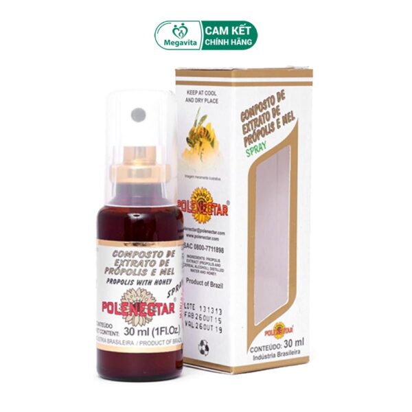 Xịt Họng Keo Ong Brazil Tăng Cường Miễn Dịch, Ngăn Ngừa Cảm Cúm Polenectar Propolis Extract with Honey 30ml