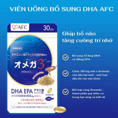 Viên Uống Dầu Cá AFC Nhật Bản Bổ Sung DHA & EPA 120 Viên